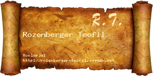 Rozenberger Teofil névjegykártya